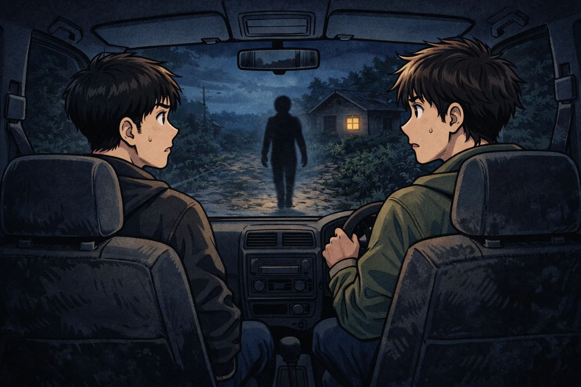 Japanese Ghost Story illustration "title: Cheap Car"