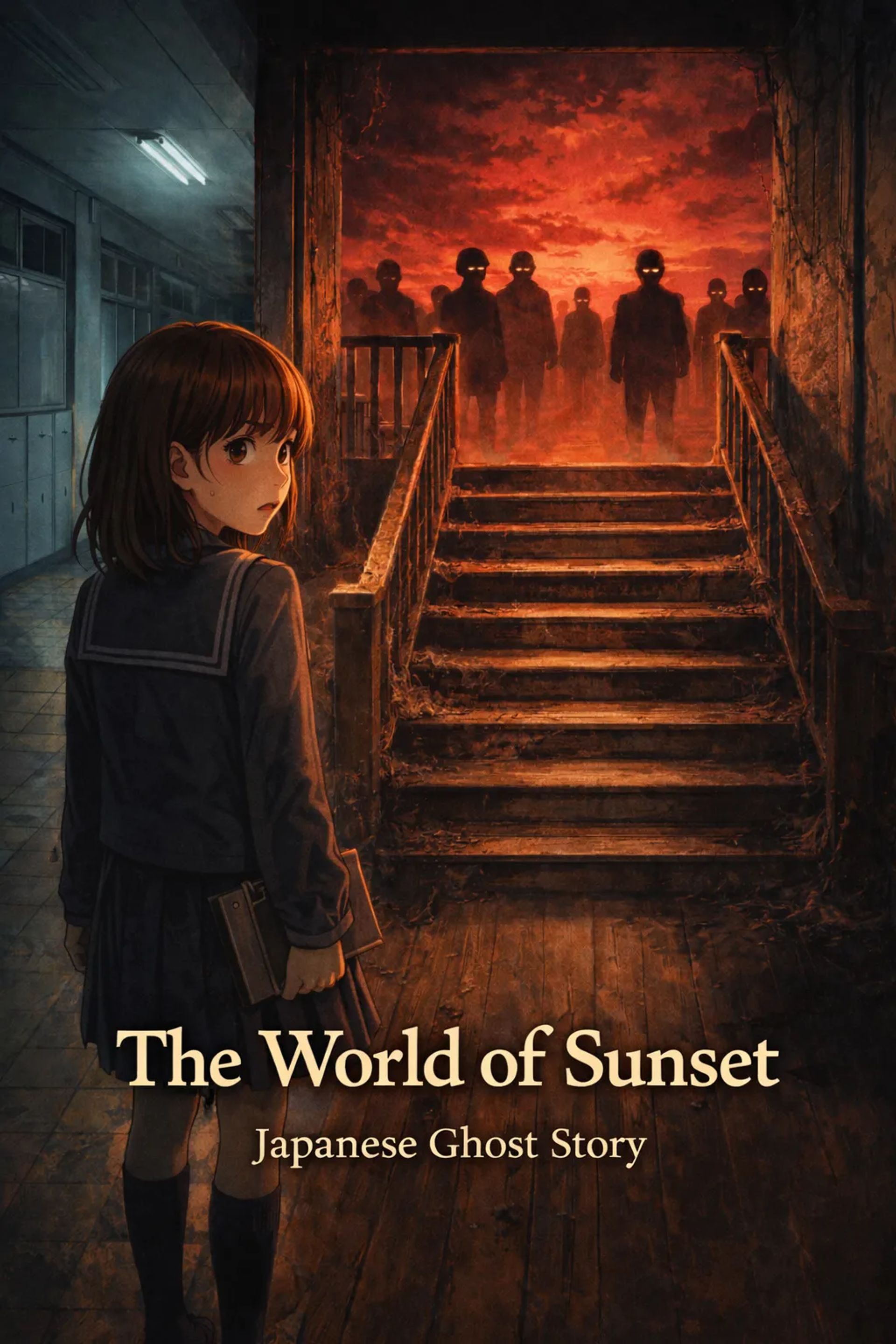 Japanese Ghost Story illustration "title: The World of Sunset"