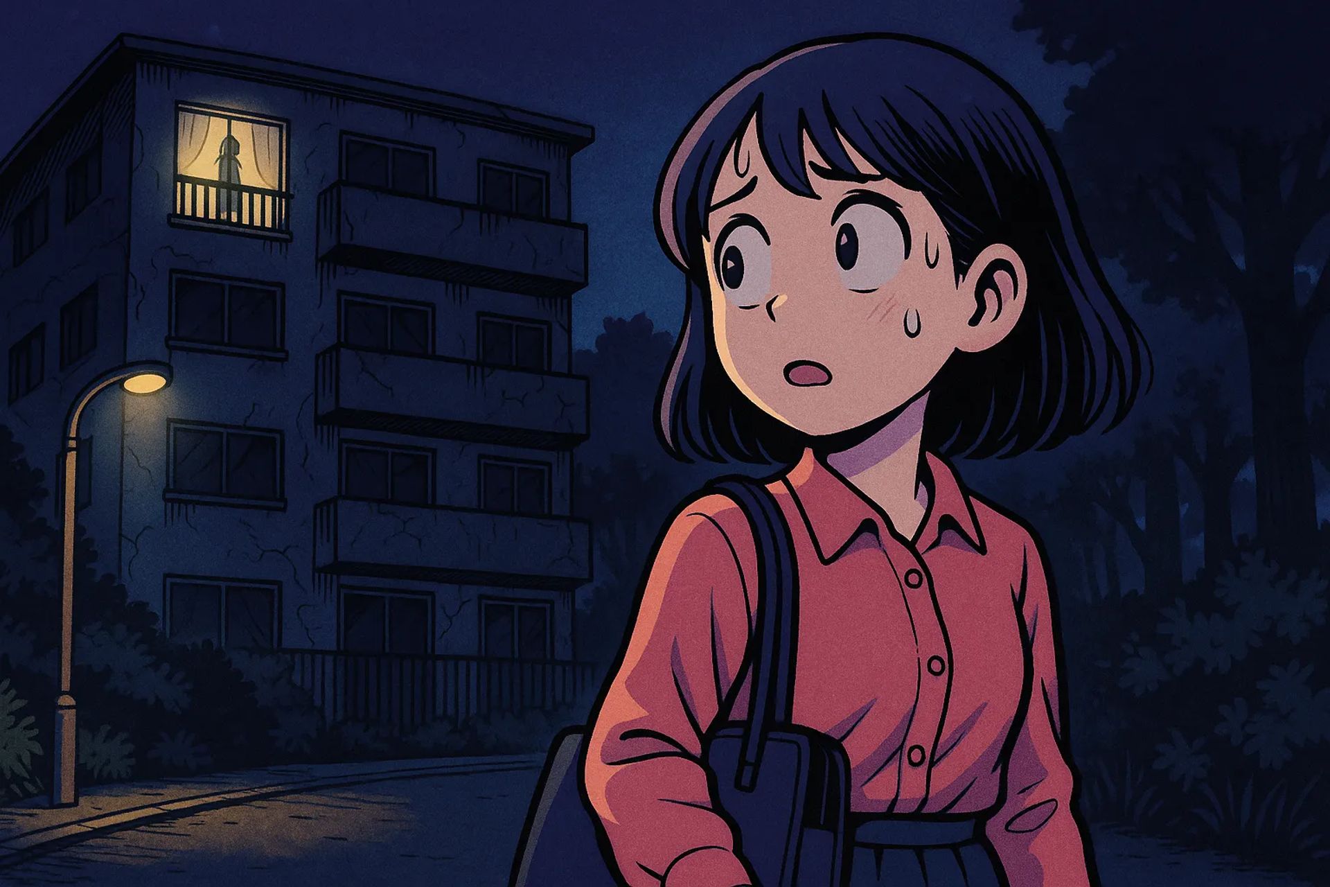 Japanese Ghost Story illustration "title: The Gaze from Room 506"