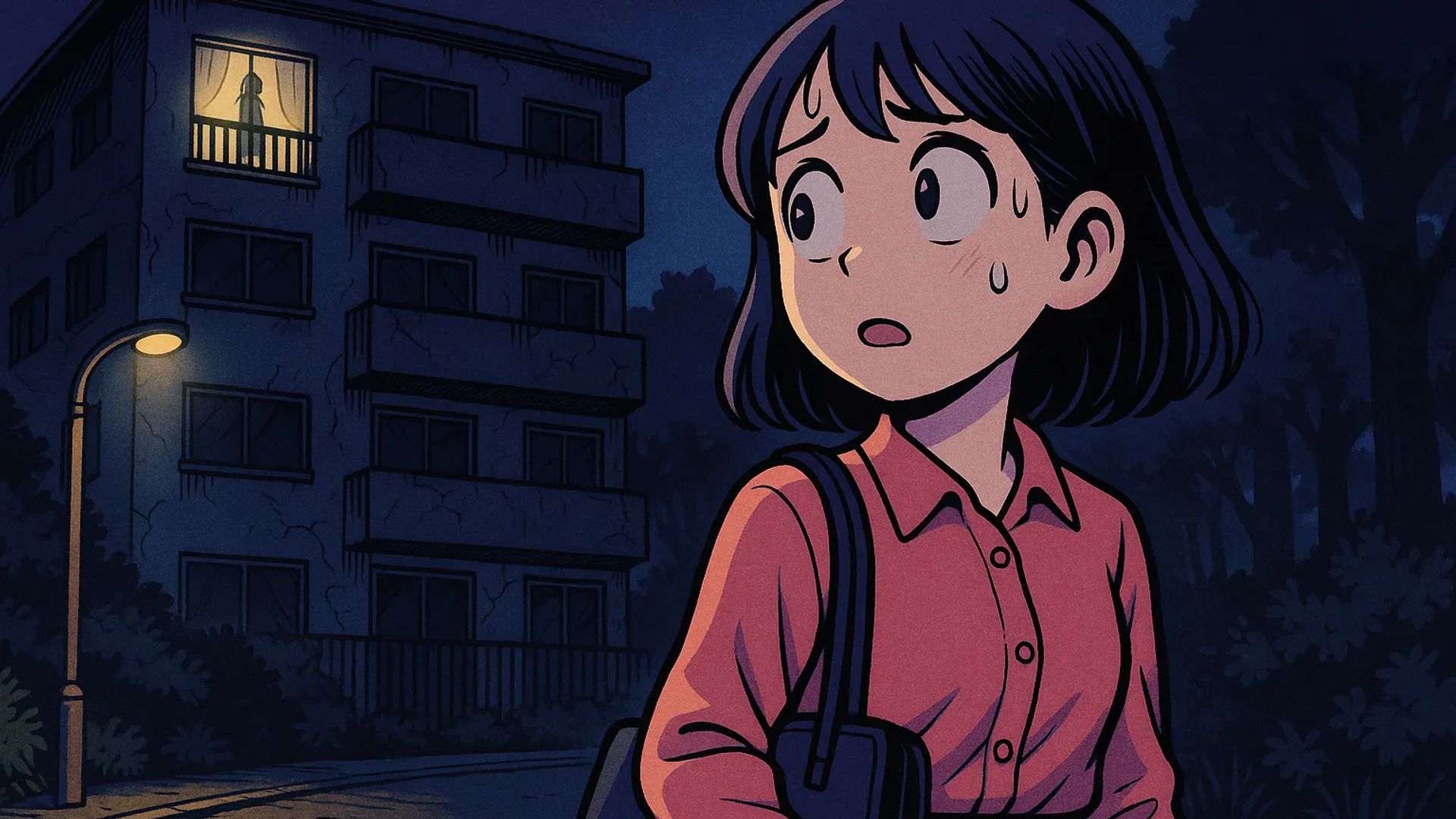 Japanese Ghost Story illustration "title: The Gaze from Room 506"