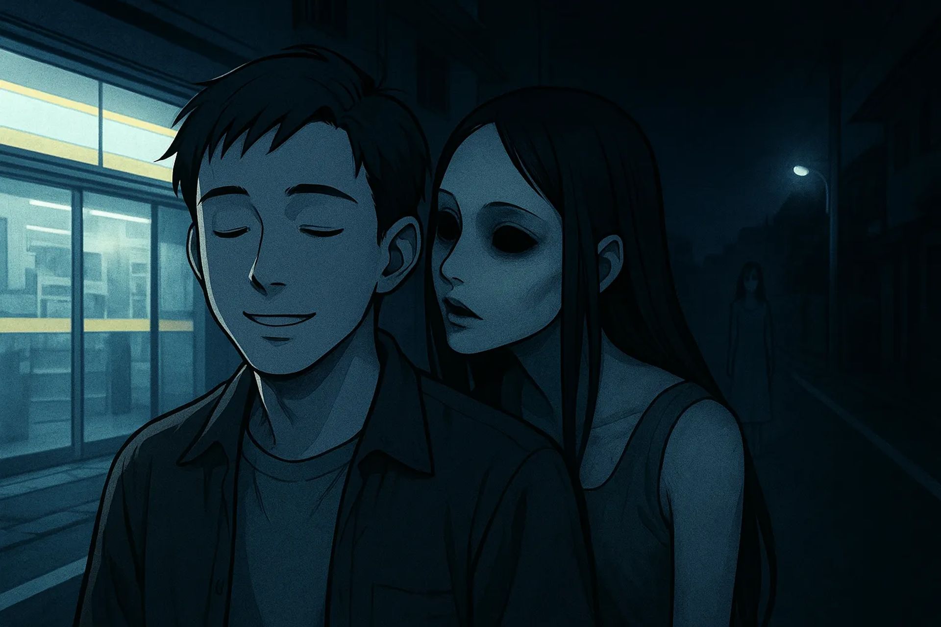 Japanese Ghost Story illustration "title: The Night I Missed the Last Train"