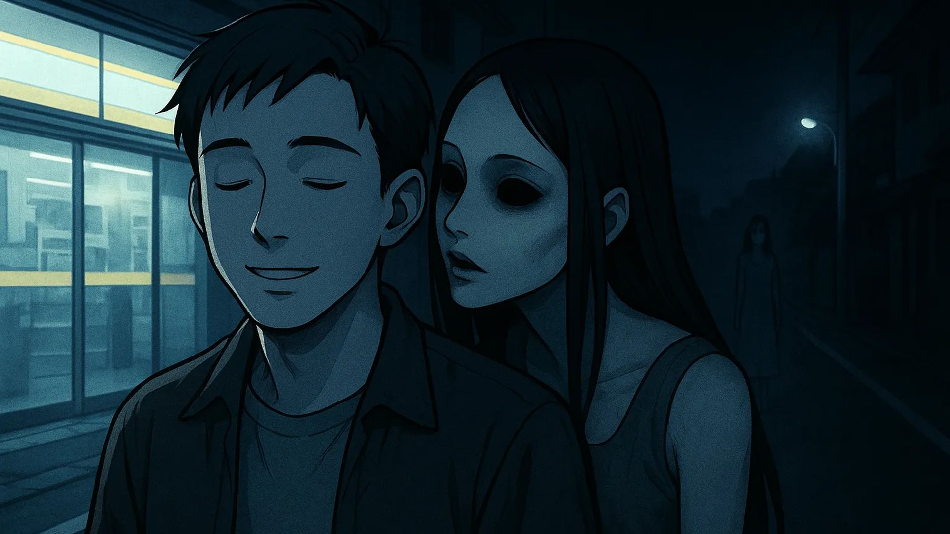 Japanese Ghost Story illustration "title: The Night I Missed the Last Train"