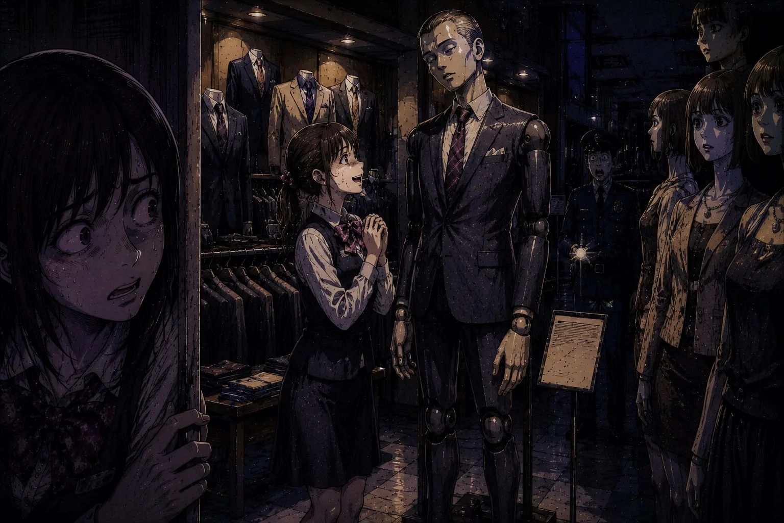 Japanese Ghost Story illustration "title: The Boyfriend in the Menswear Section"