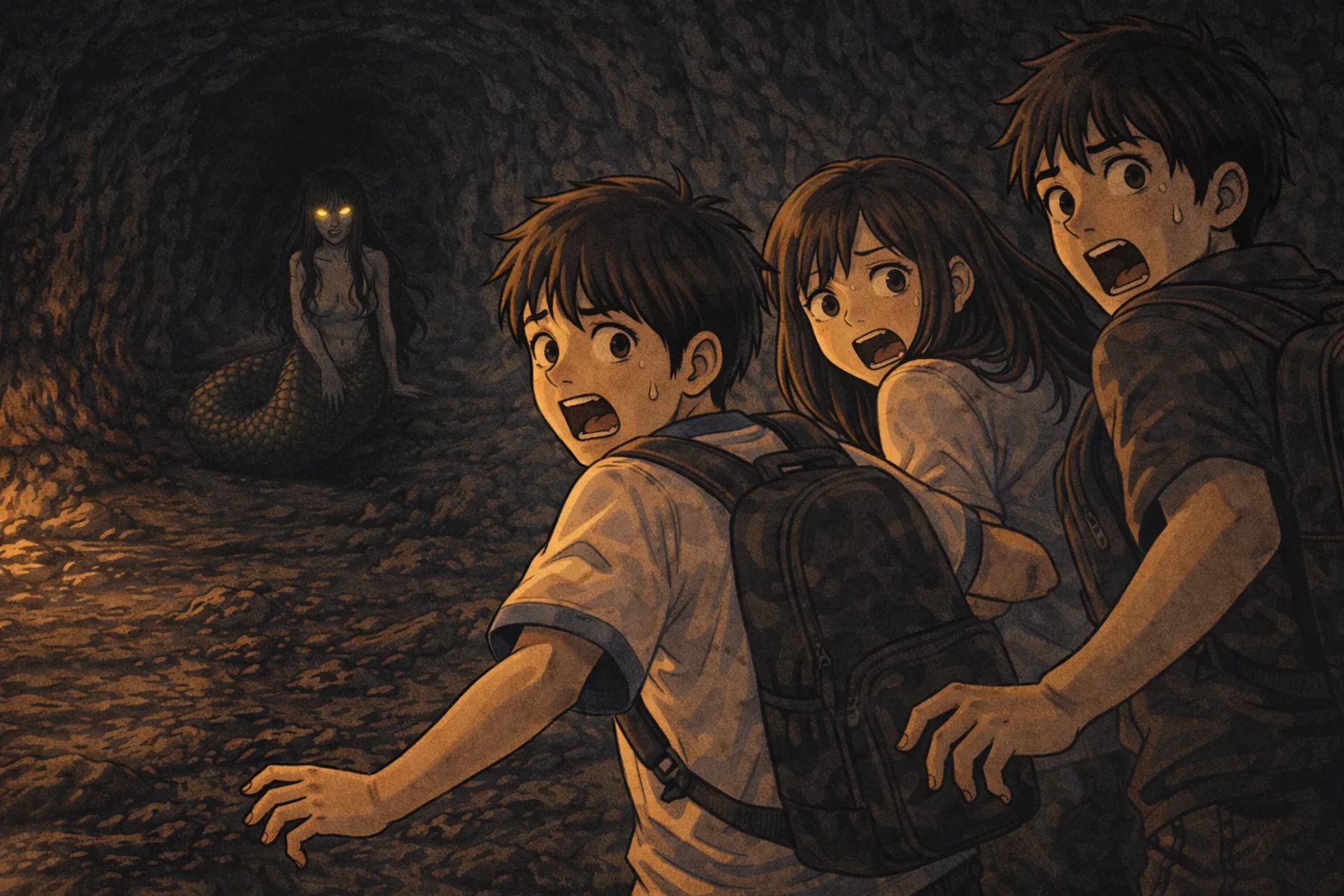 Japanese Ghost Story illustration "title: The Nest of the Sea Serpent"