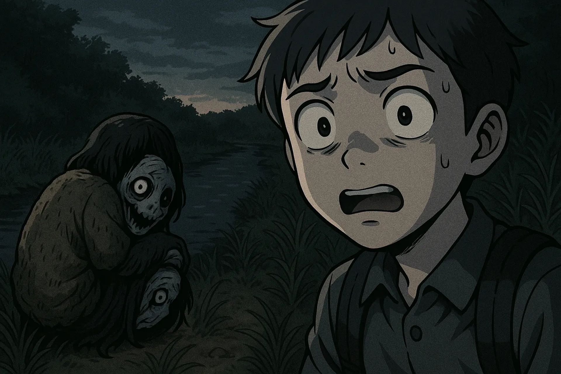 Japanese Ghost Story illustration "title: The Otonashigawa River"