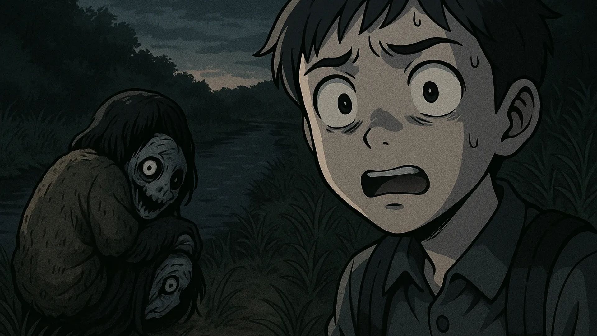 Japanese Ghost Story illustration "title: The Otonashigawa River"