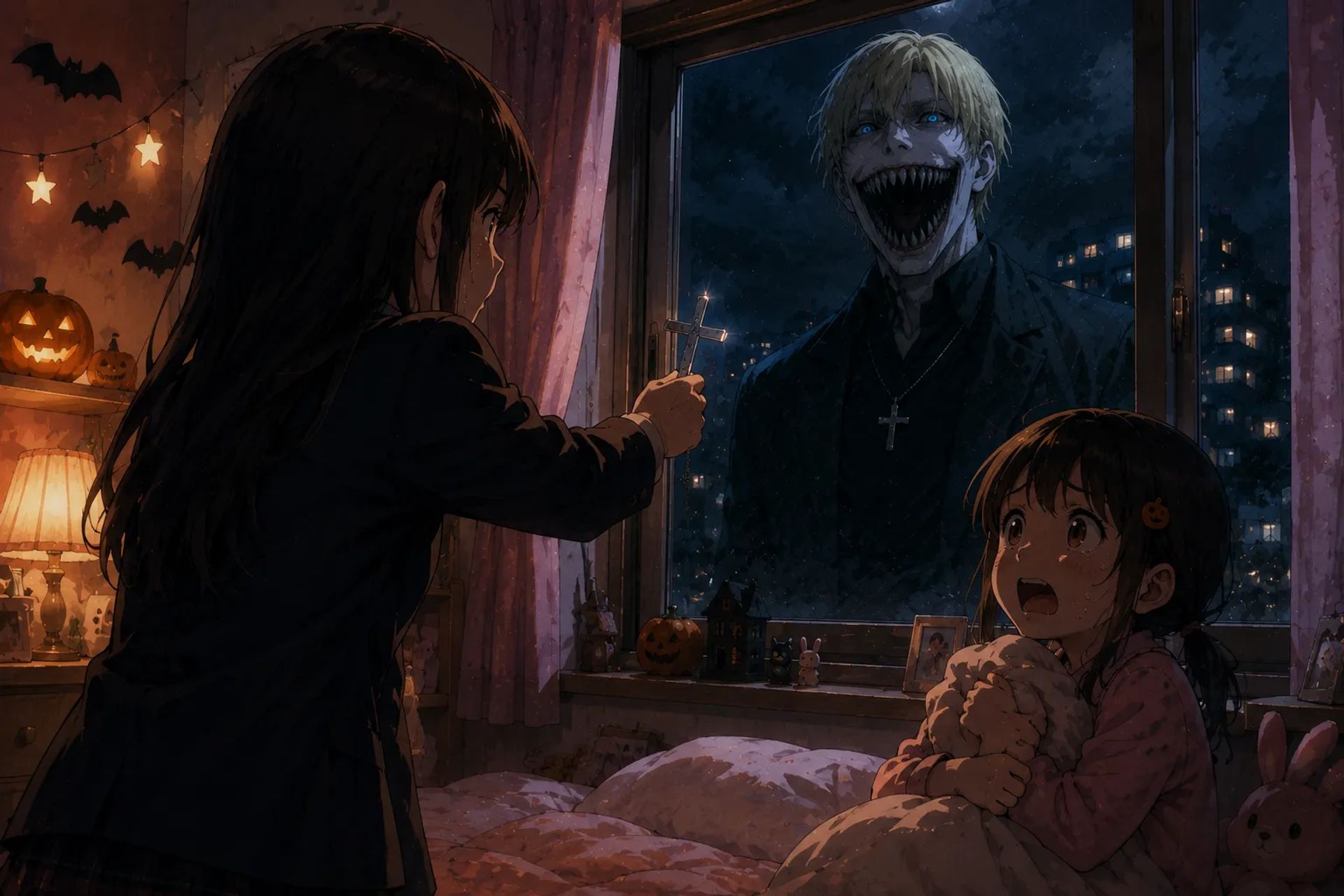 Japanese Ghost Story illustration "title: Man-Eating Johnny"