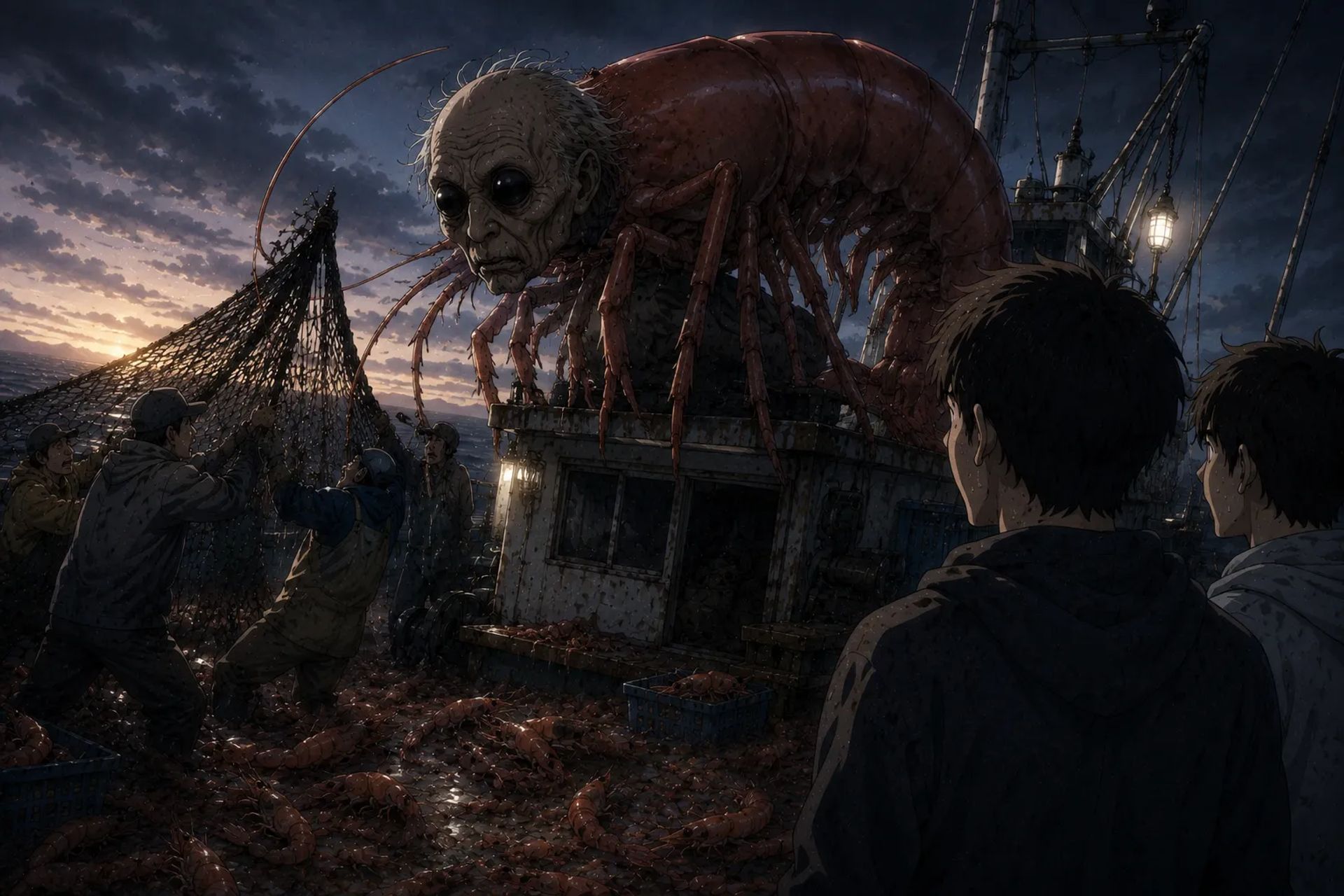 Japanese Ghost Story illustration "title: Shrimp"