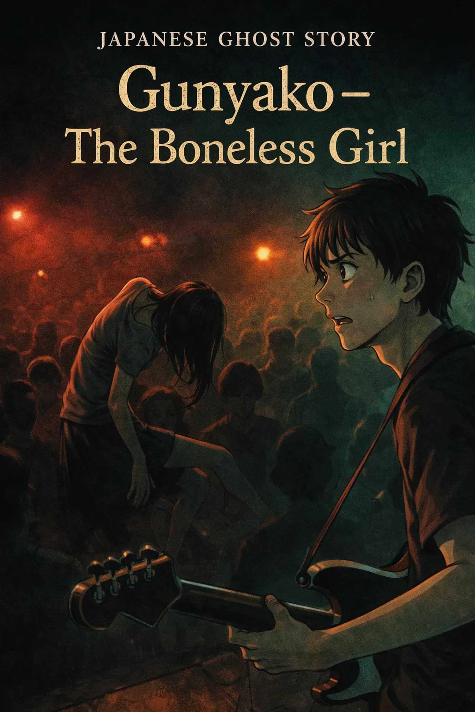 Japanese Ghost Story illustration "title: Gunyako -The Boneless Girl"