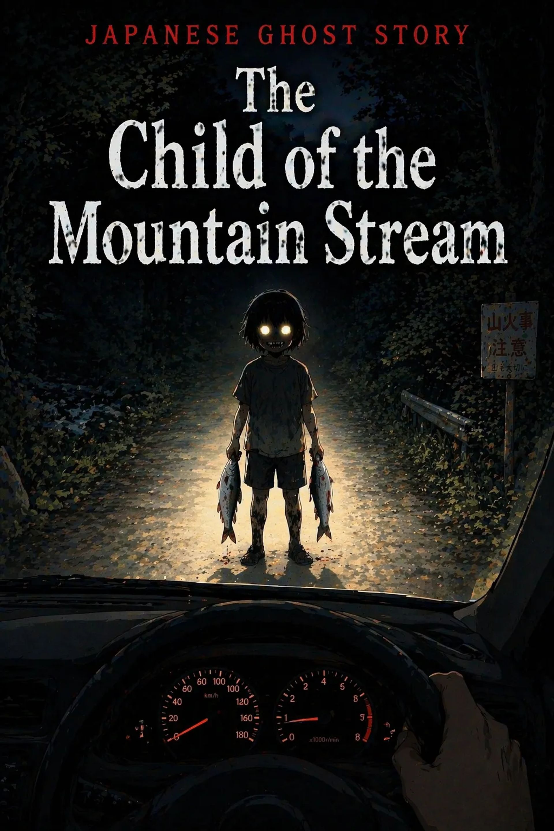 Japanese Ghost Story illustration "title: The Child of the Mountain Stream"