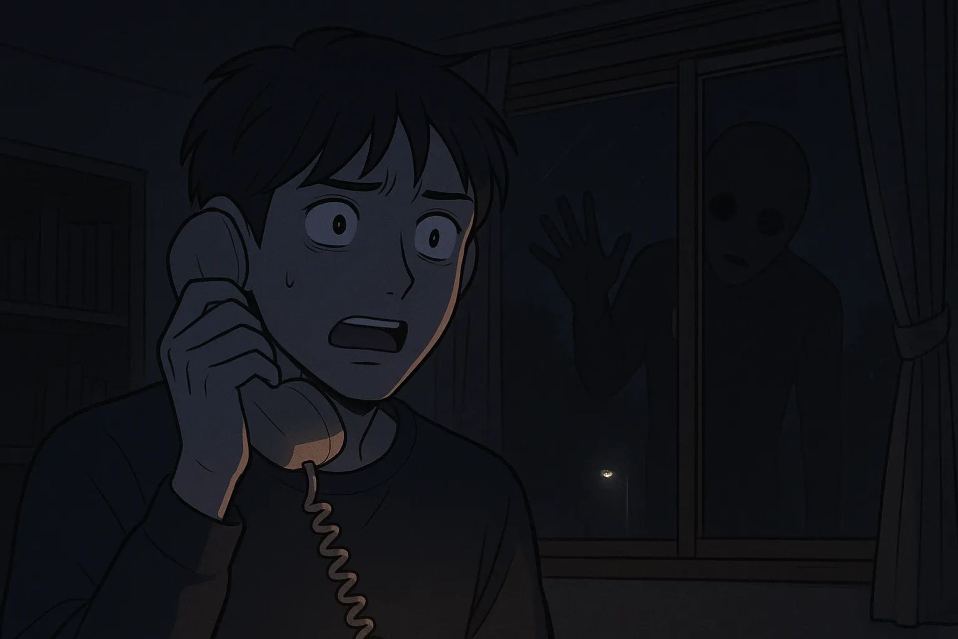 Japanese Ghost Story illustration "title: The Person on the Other End of the Phone"