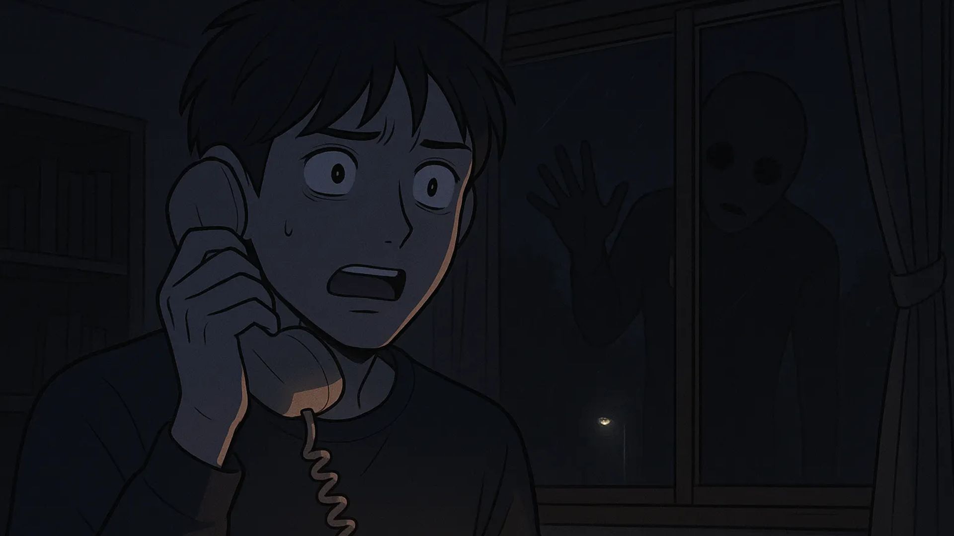 Japanese Ghost Story illustration "title: The Person on the Other End of the Phone"