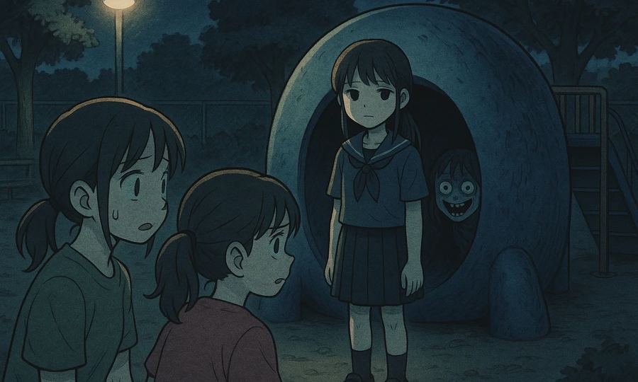 遊具トンネルの子