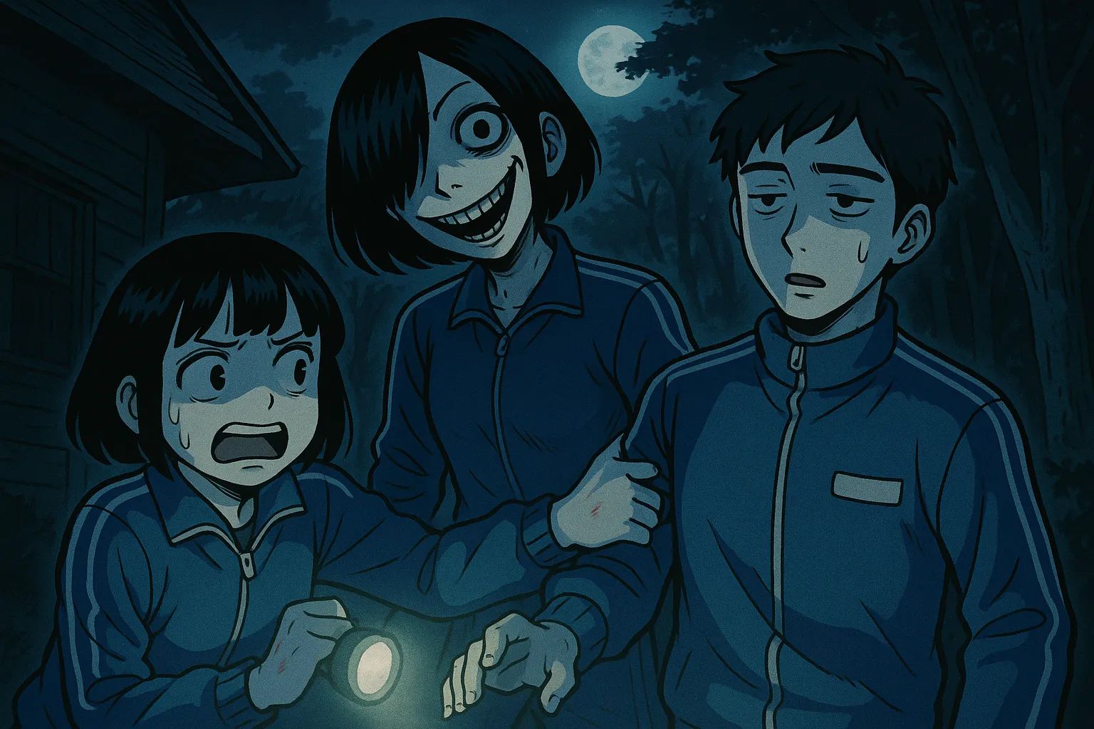 Japanese Ghost Story illustration "title: The Night at the Training Camp"