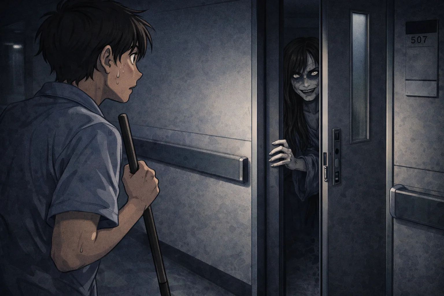 Japanese Ghost Story illustration "title: The Fifth Floor Ward"
