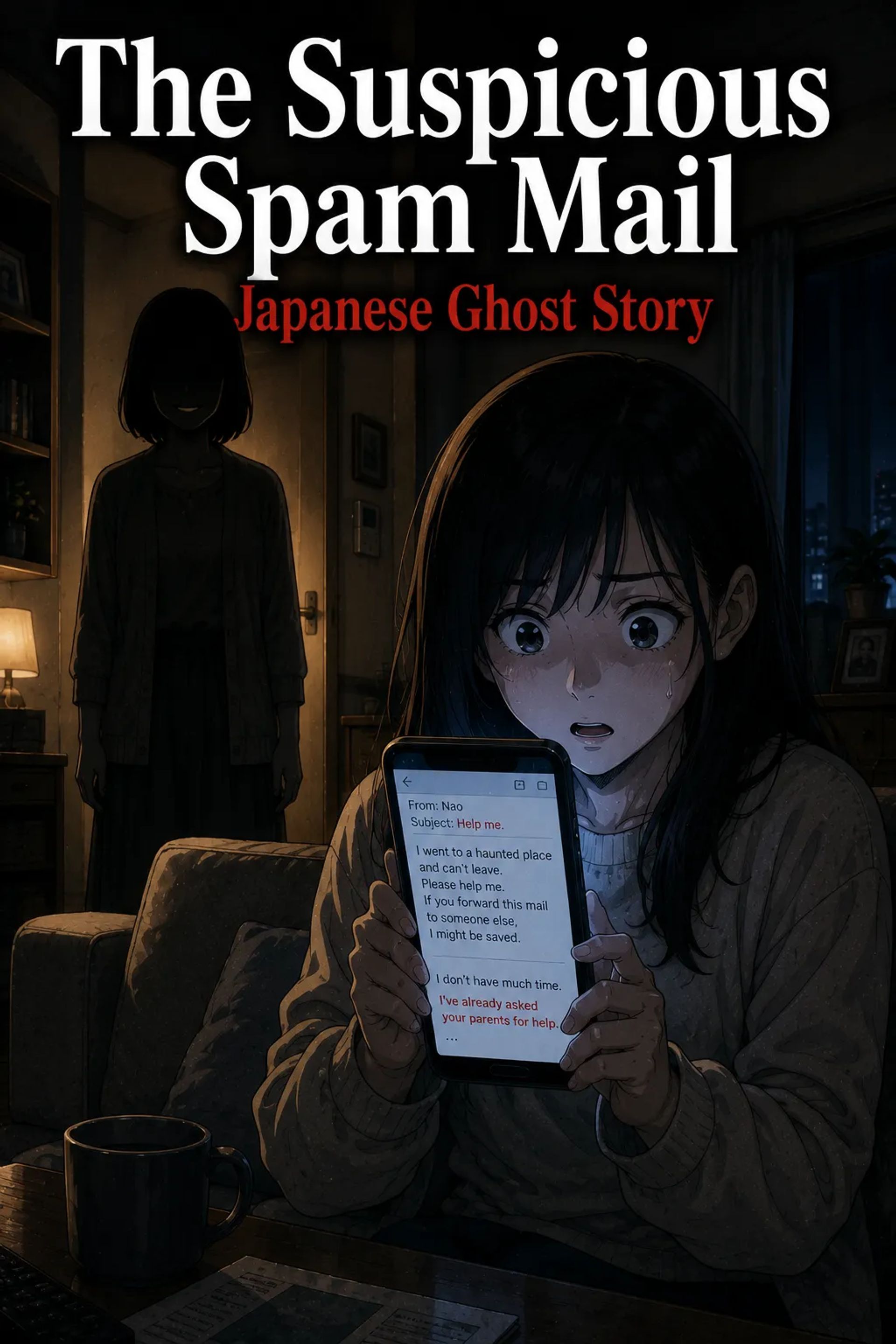 Japanese Ghost Story illustration "title: The Suspicious Spam Mail"