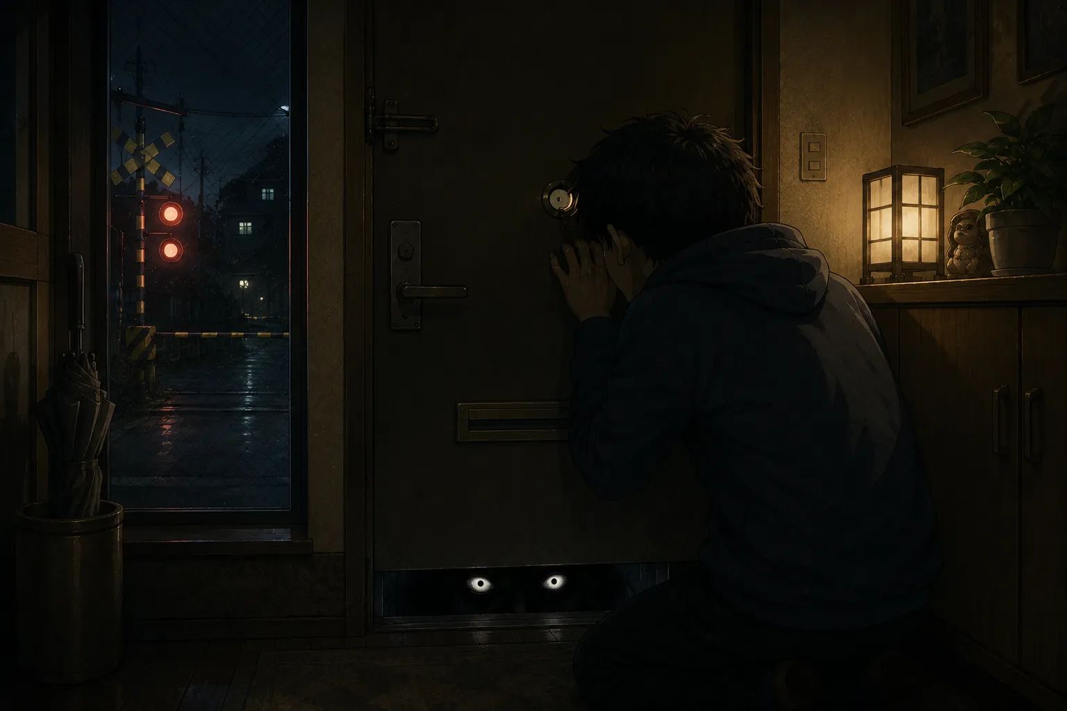 Japanese Ghost Story illustration "title: The House by the Railroad Crossing"