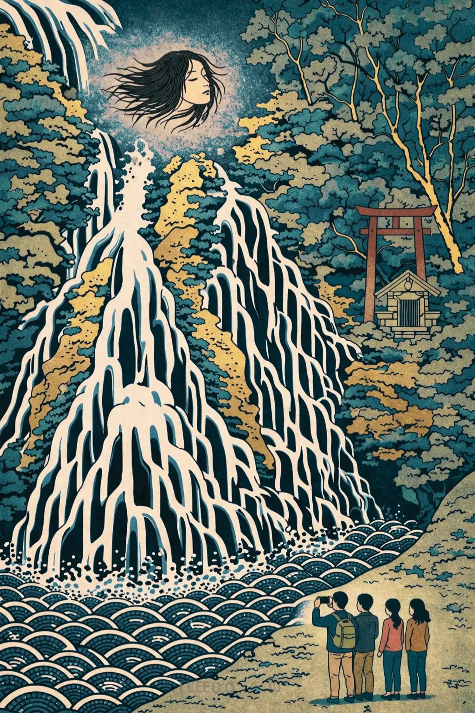 流れ滝 浮世絵サムネイル