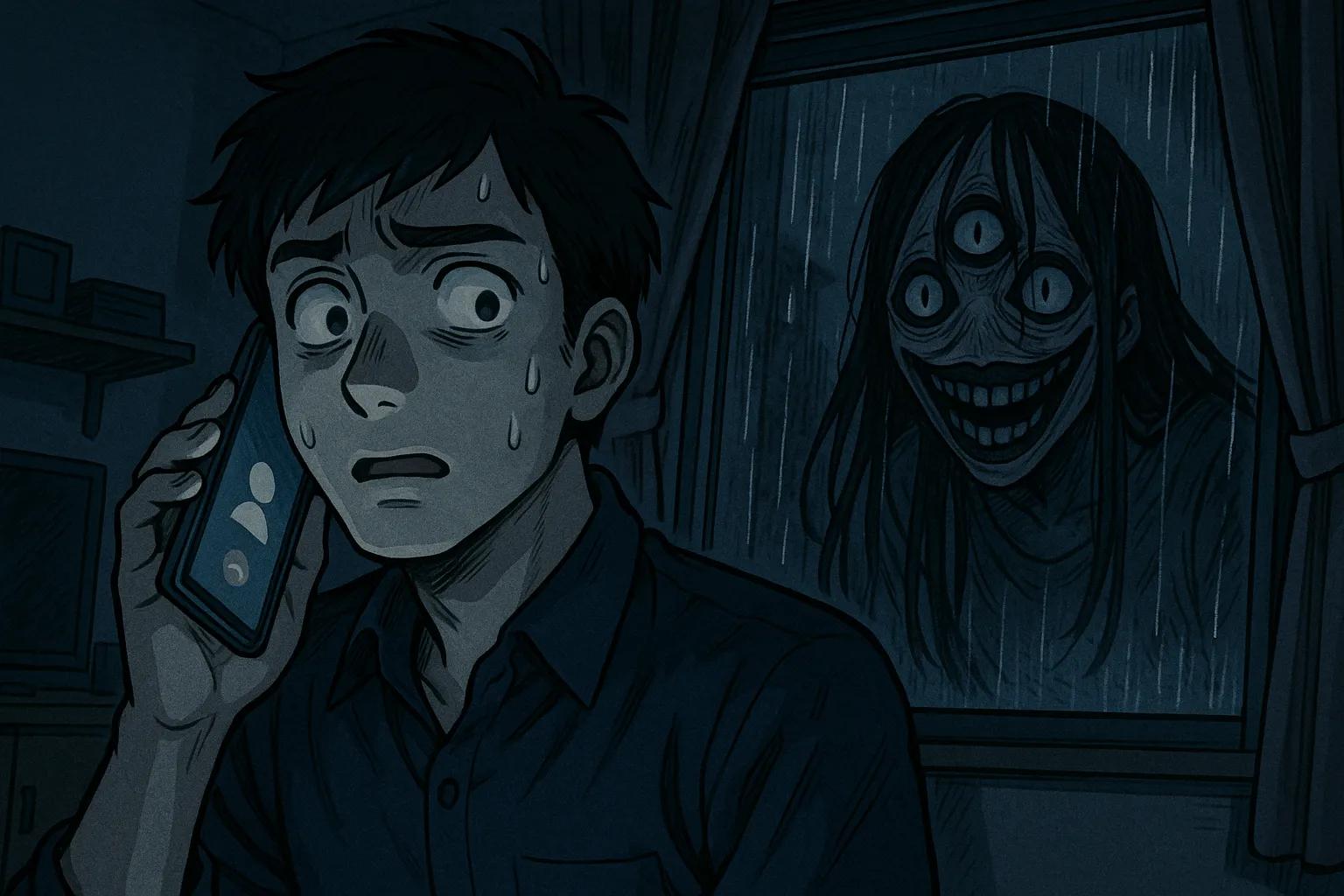 Japanese Ghost Story illustration "title: メリーさんからの電話"