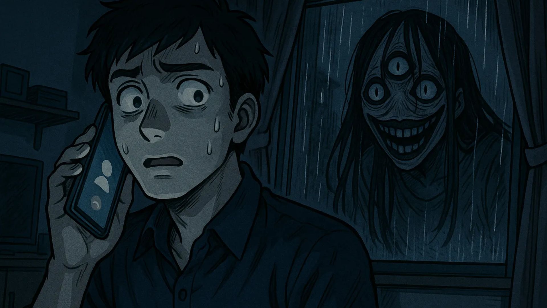 Japanese Ghost Story illustration "title: The Call from Mary"