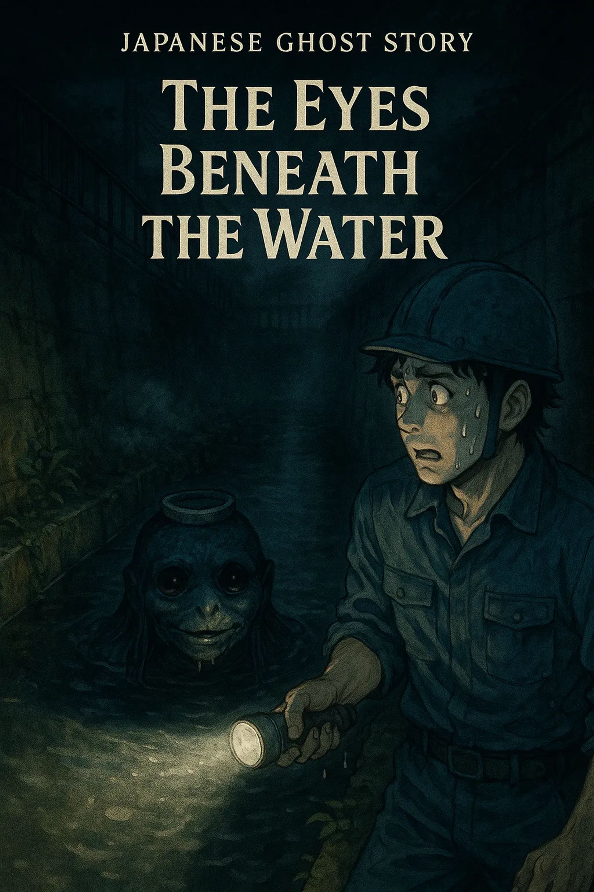 Japanese Ghost Story illustration "title: The Eyes Beneath the Water"