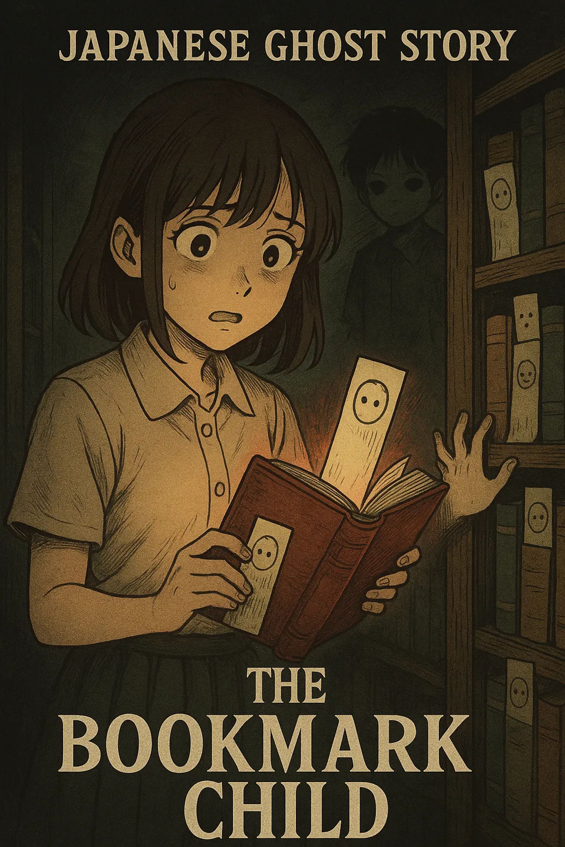 Japanese Ghost Story illustration "title: The Bookmark Child"
