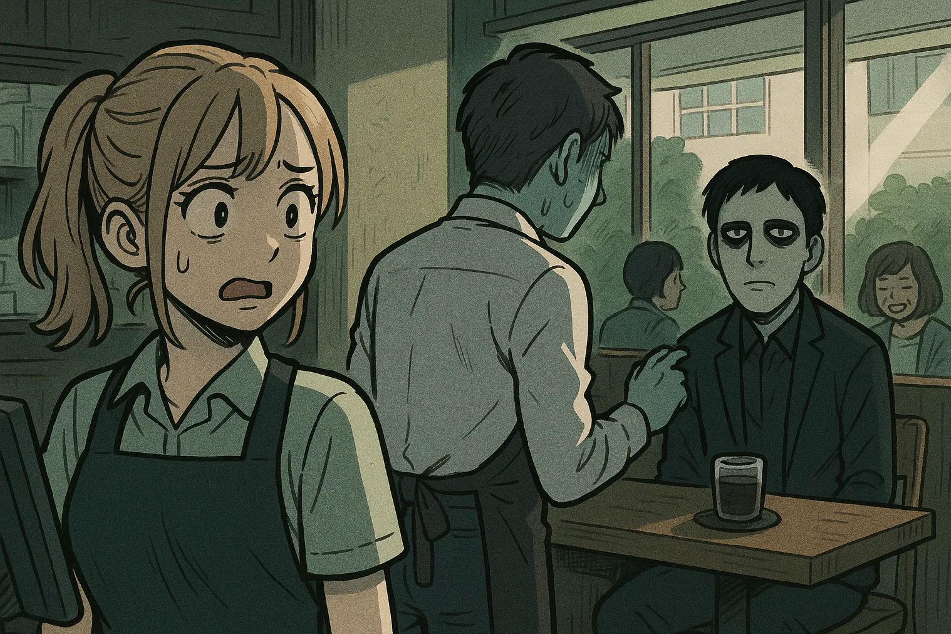 Japanese Ghost Story illustration "title: The Shop with a High Tenant Turnover"