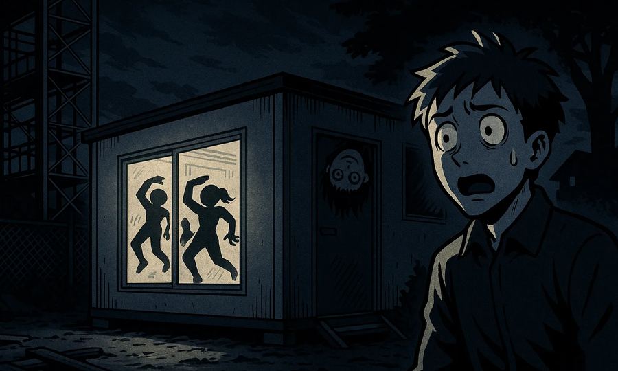 プレハブの灯り