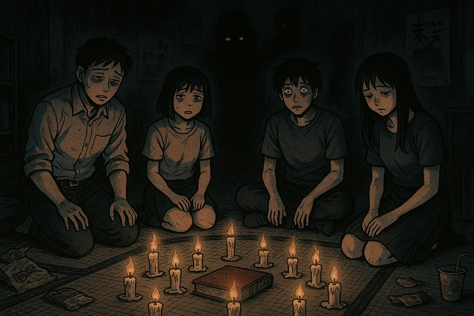 Japanese Ghost Story illustration "title: 百物語"