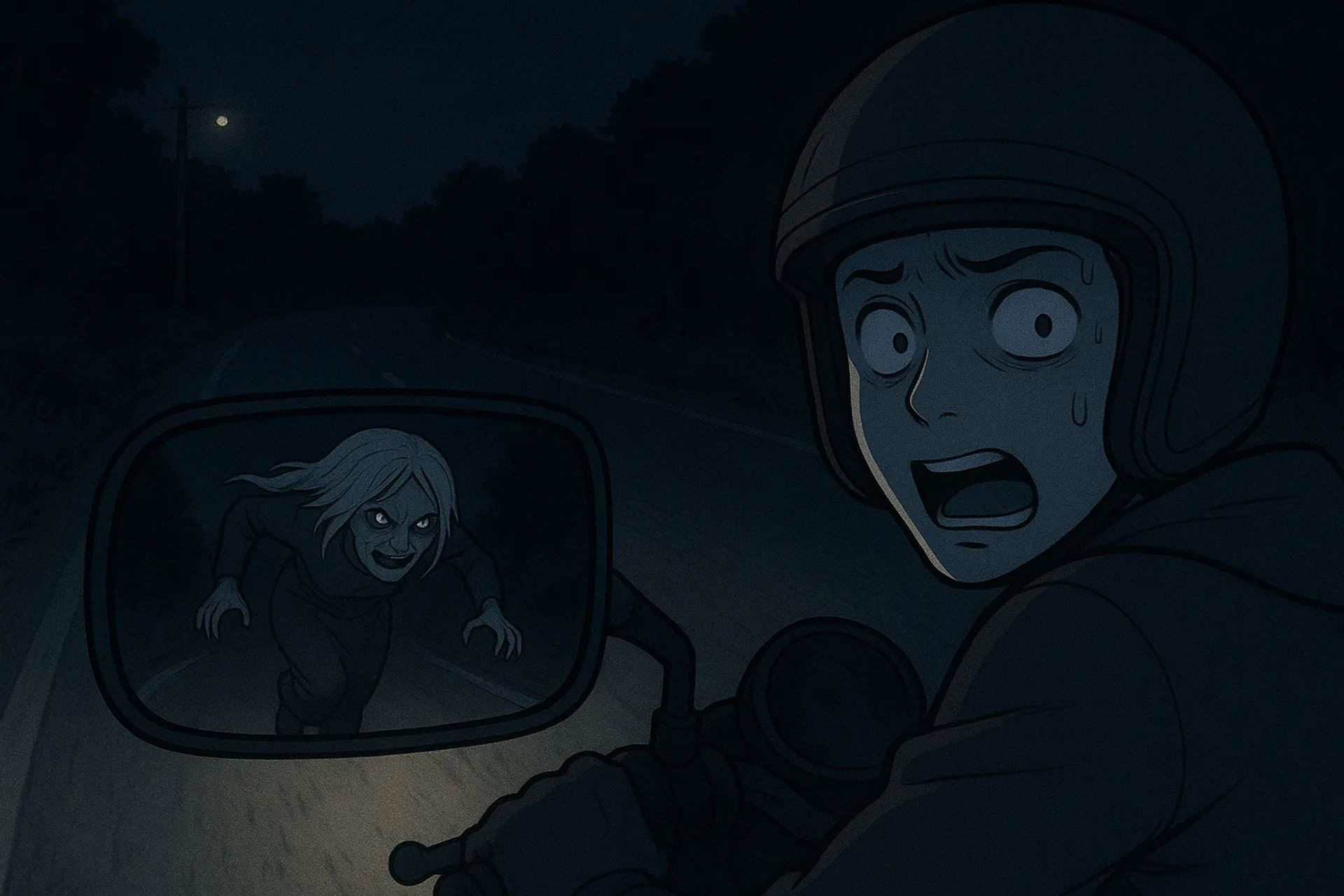 Japanese Ghost Story illustration "title: Encounter with the Turbo Granny"