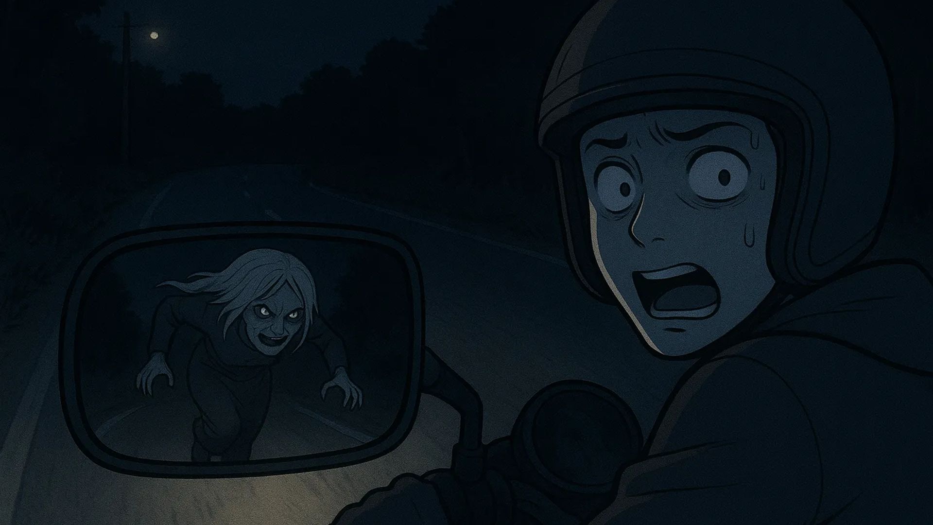 Japanese Ghost Story illustration "title: Encounter with the Turbo Granny"