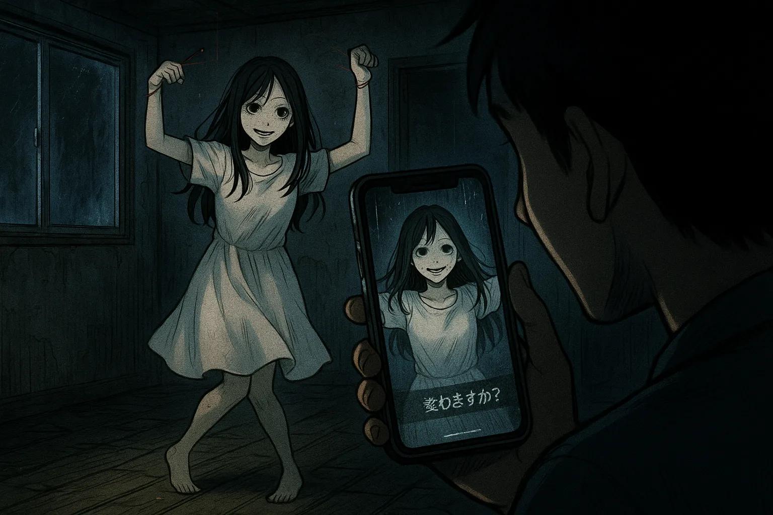 Japanese Ghost Story illustration "title: 踊ってみた"