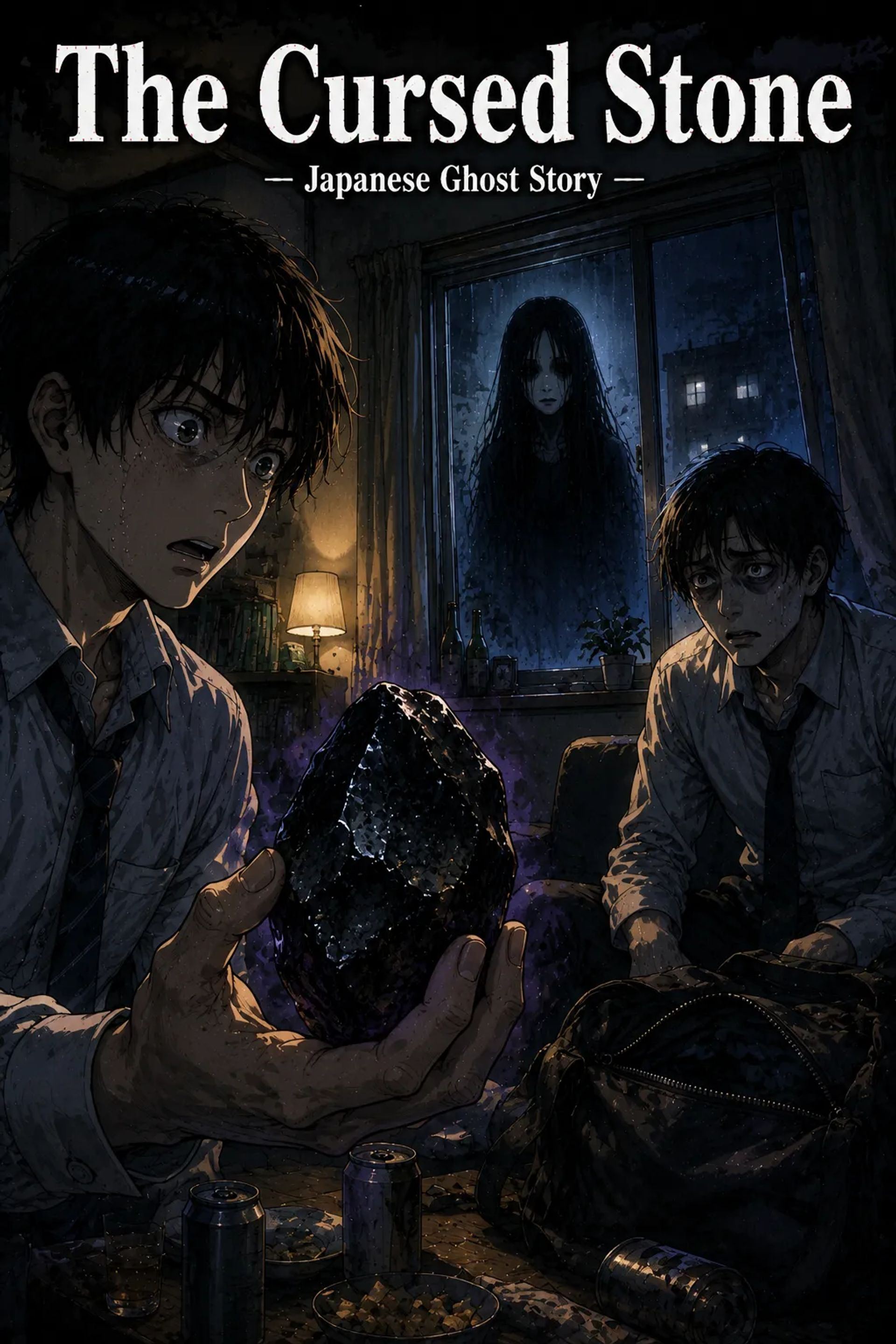Japanese Ghost Story illustration "title: The Cursed Stone"