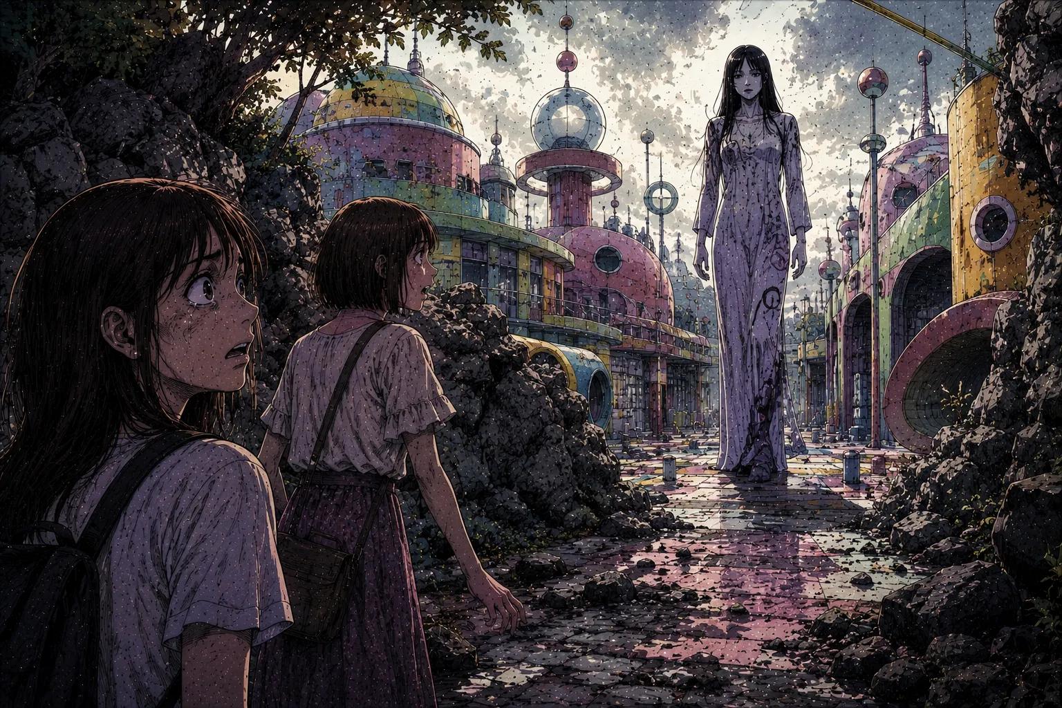 Japanese Ghost Story illustration "title: 緑地公園"