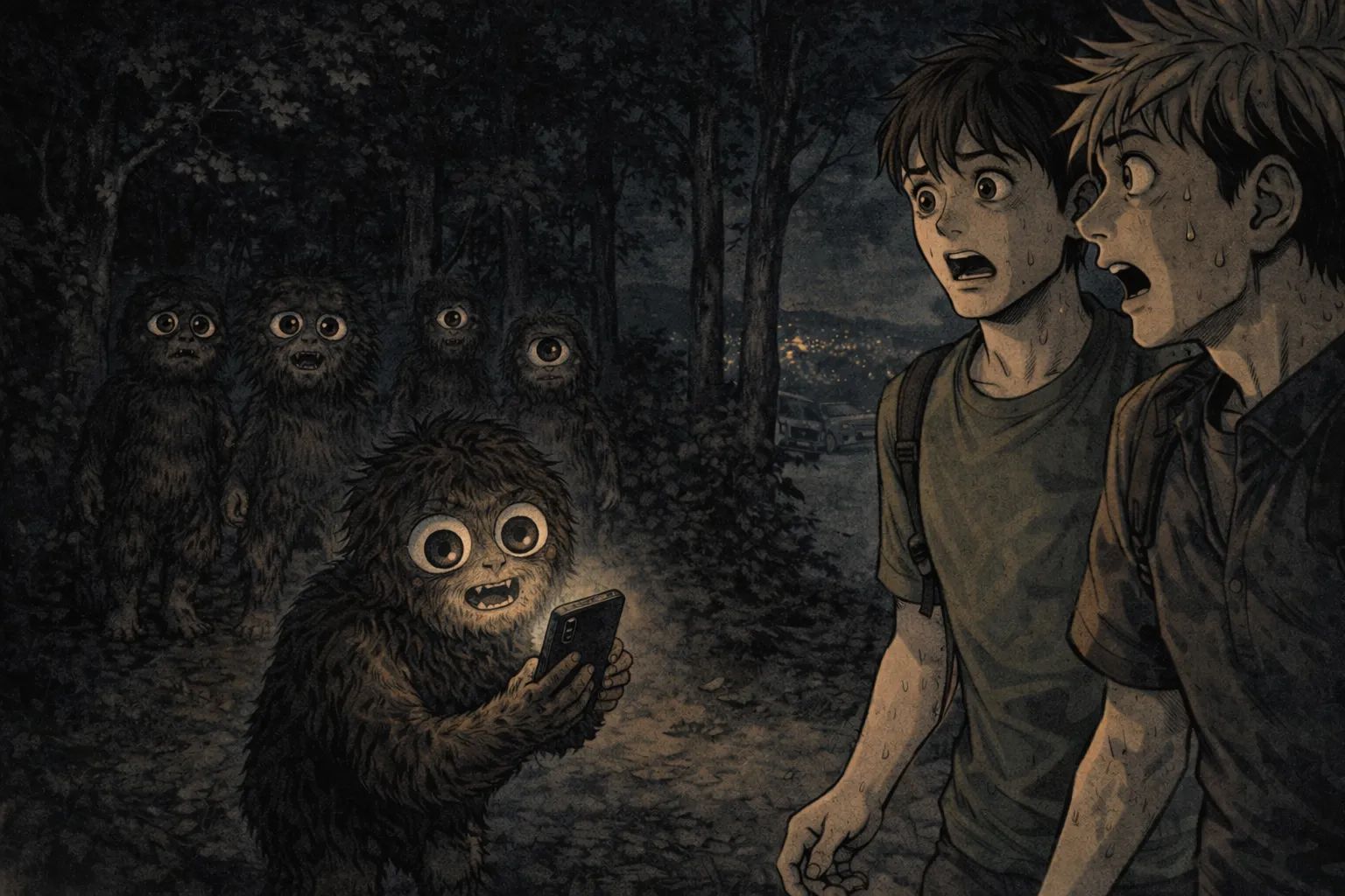 Japanese Ghost Story illustration "title: The Forest Park"