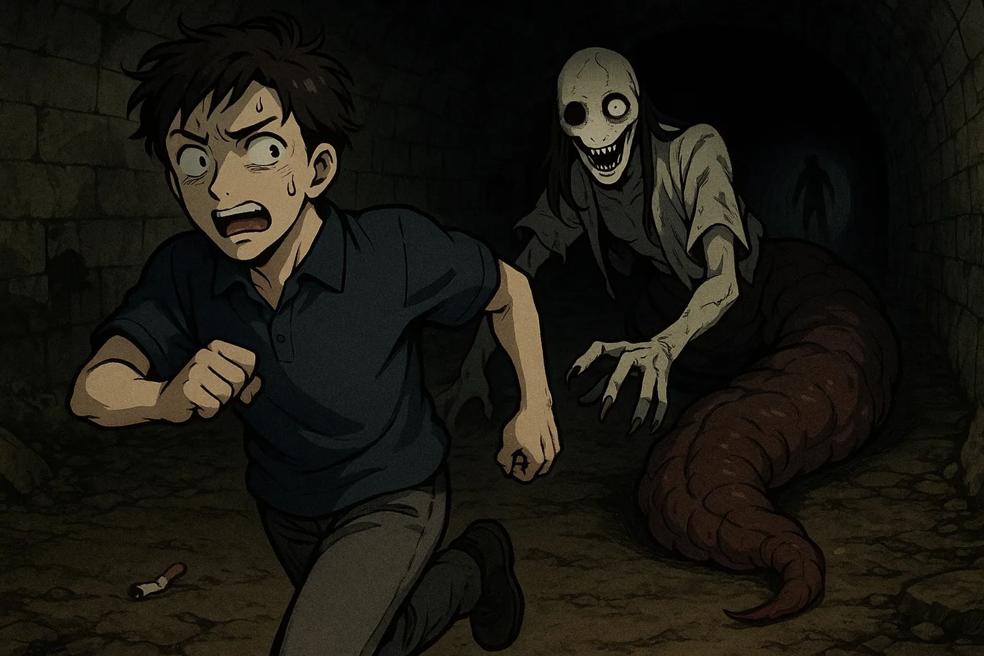 Japanese Ghost Story illustration "title: Snake Hill Tunnel"