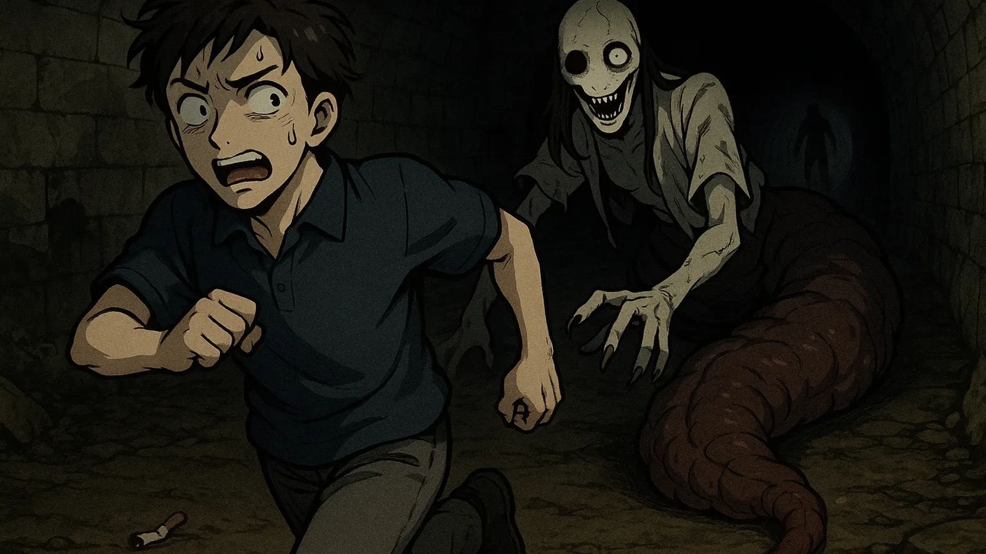 Japanese Ghost Story illustration "title: Snake Hill Tunnel"