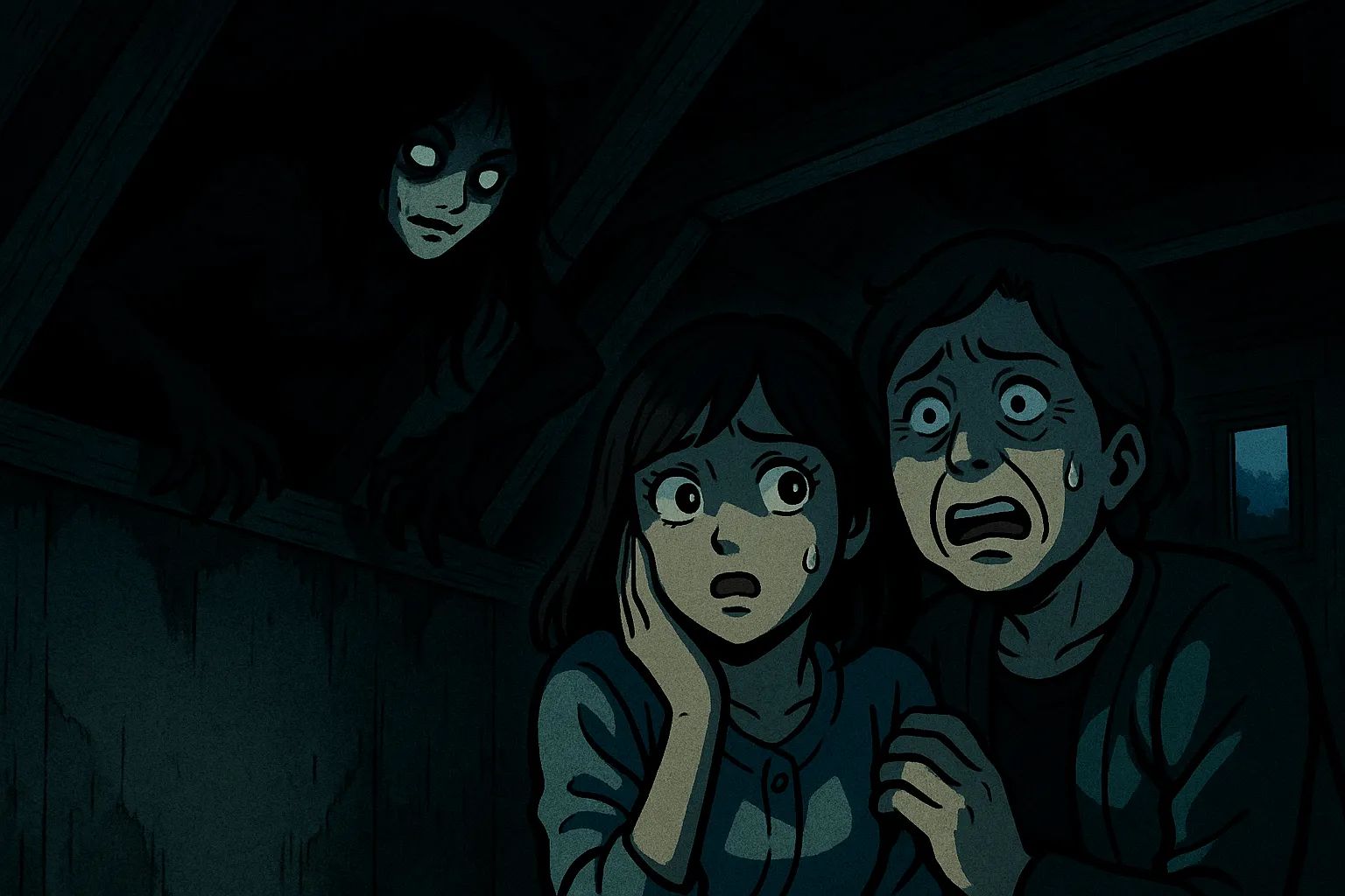 Japanese Ghost Story illustration "title: Peek-a-boo (Inai Inai)"