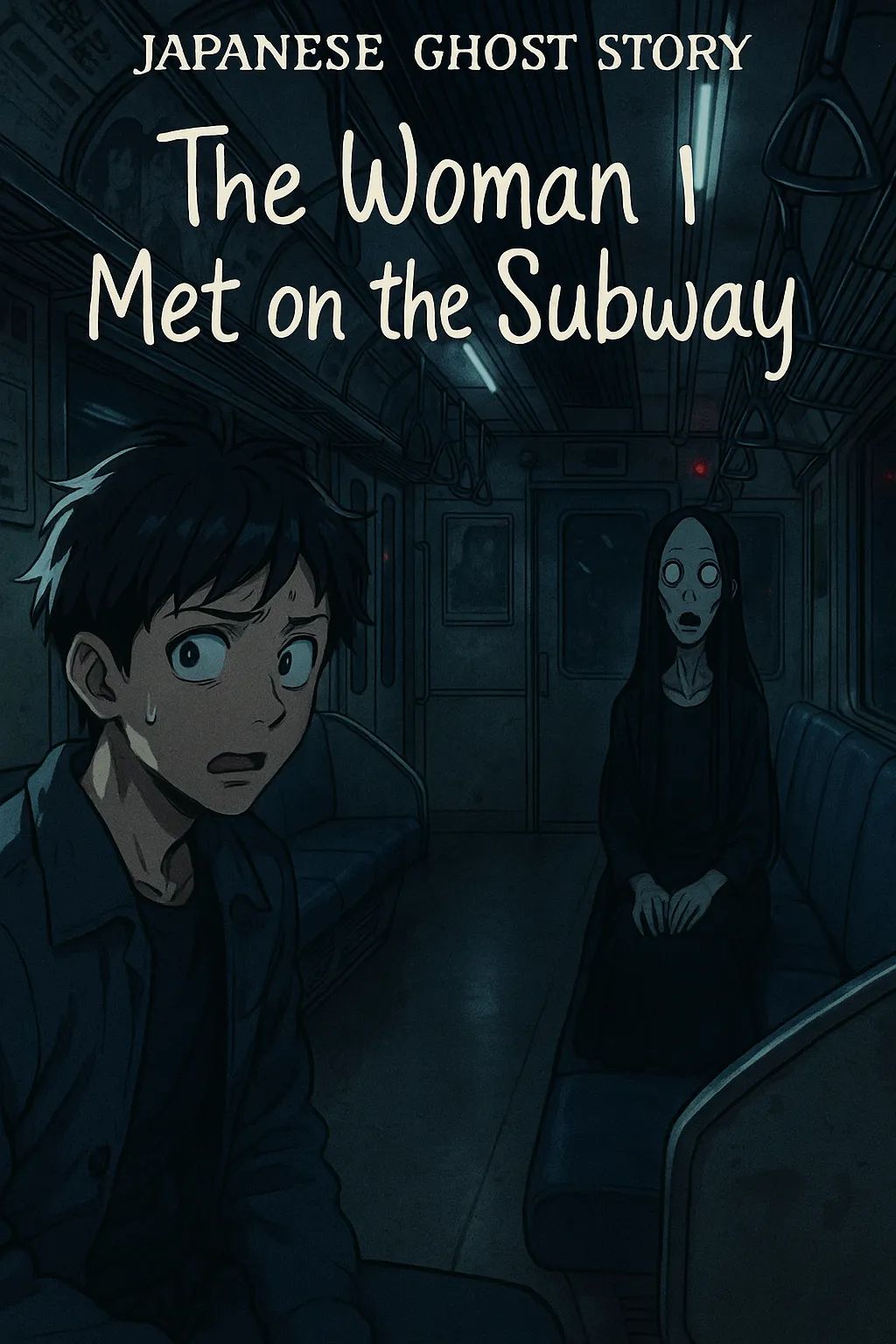 Japanese Ghost Story illustration "title: The Woman on the Late-Night Subway"