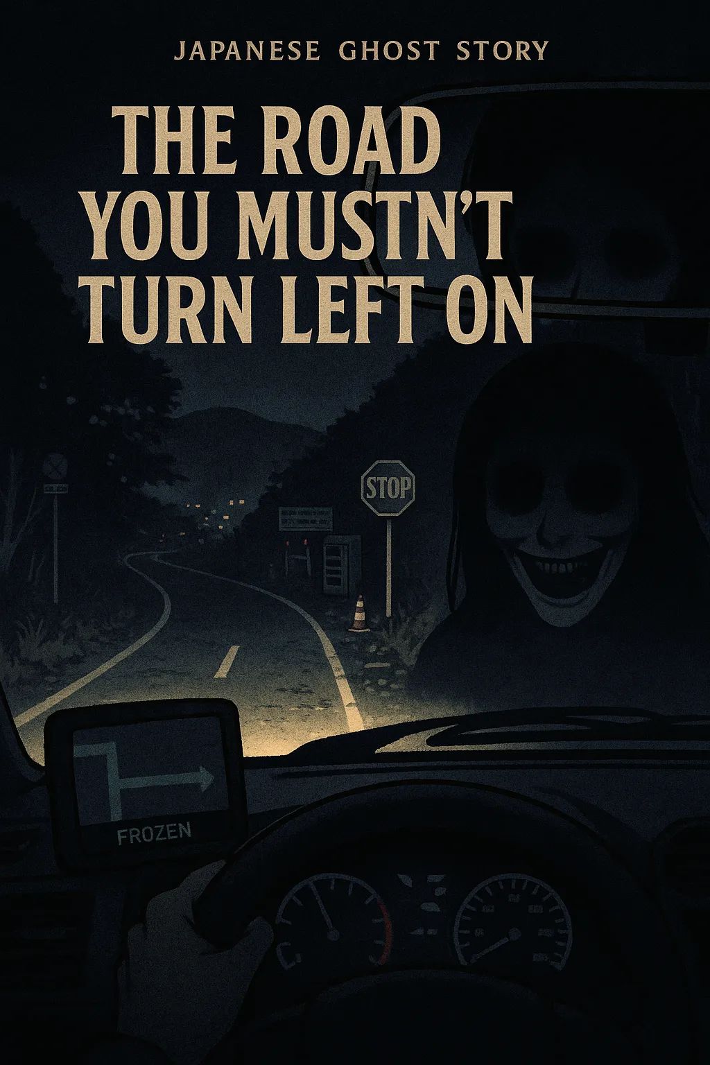 Japanese Ghost Story illustration "title: The Road You Mustn't Turn Left On"