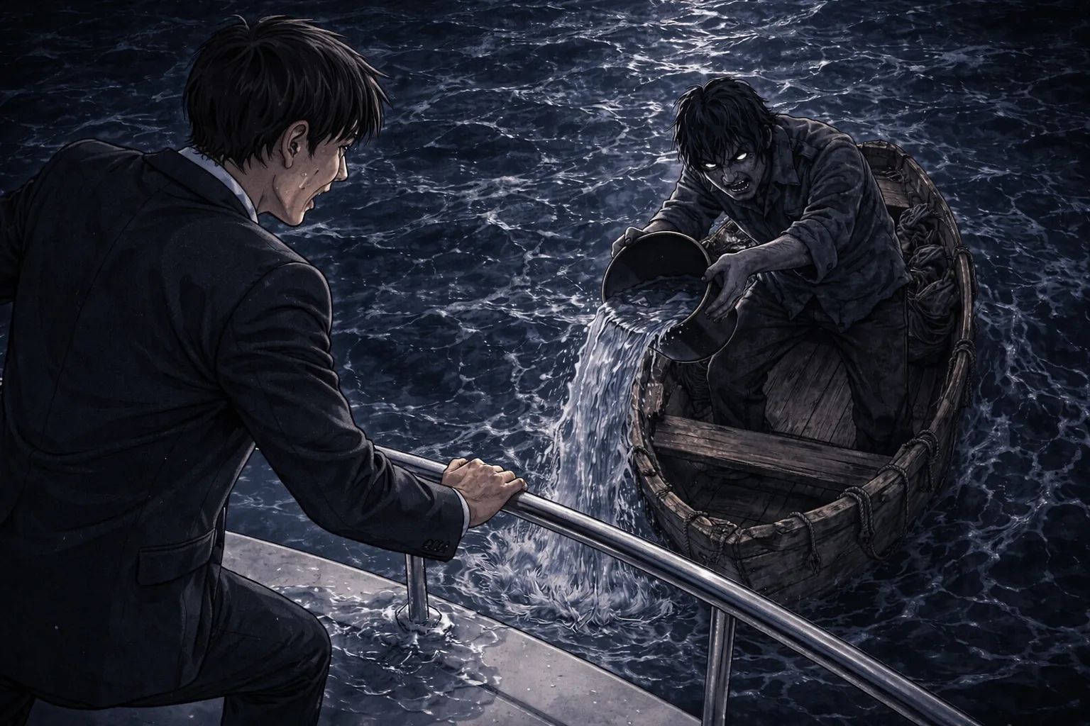 Japanese Ghost Story illustration "title: The Boat Ghost"