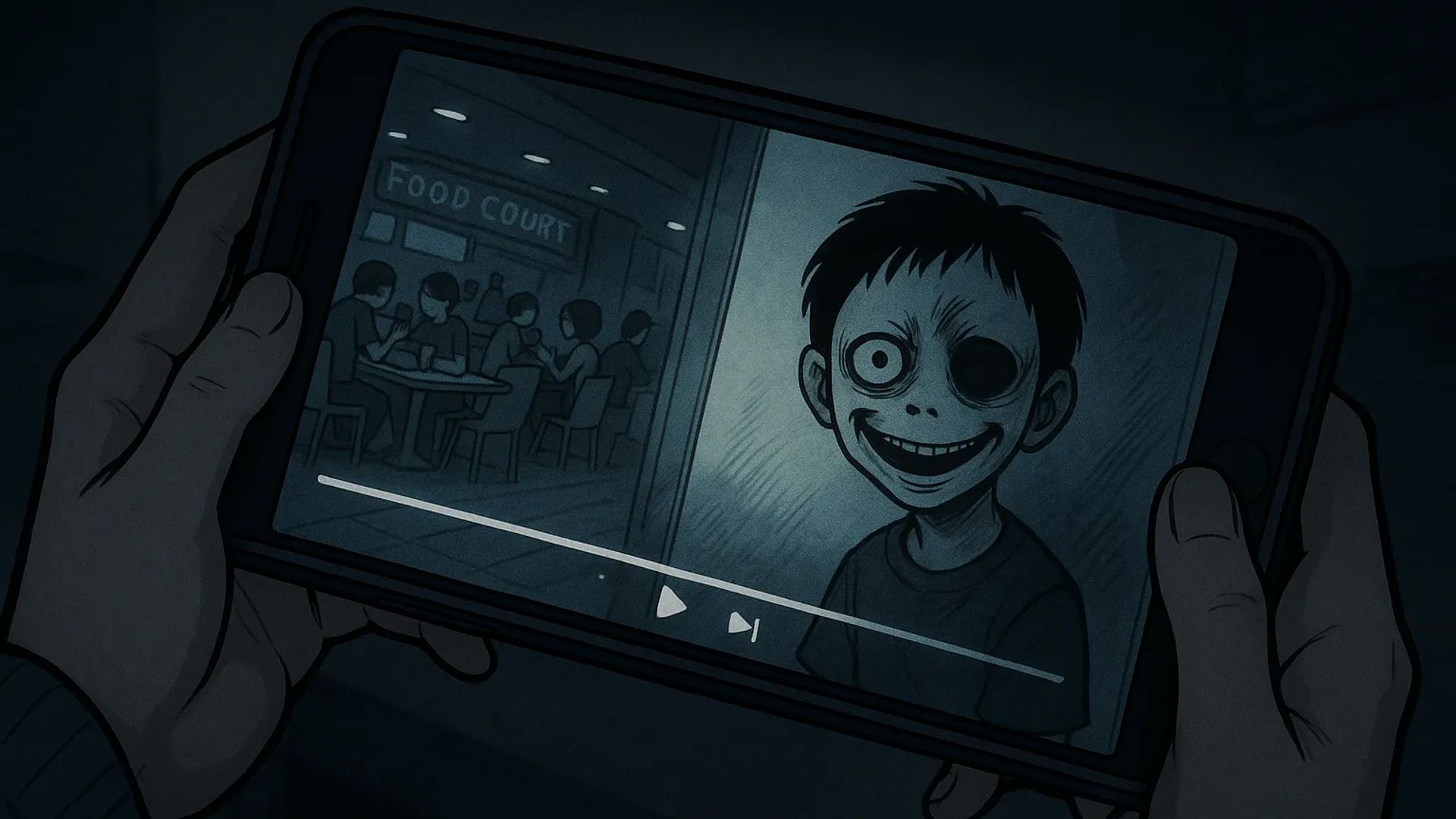 Japanese Ghost Story illustration "title: The Leftover Video"