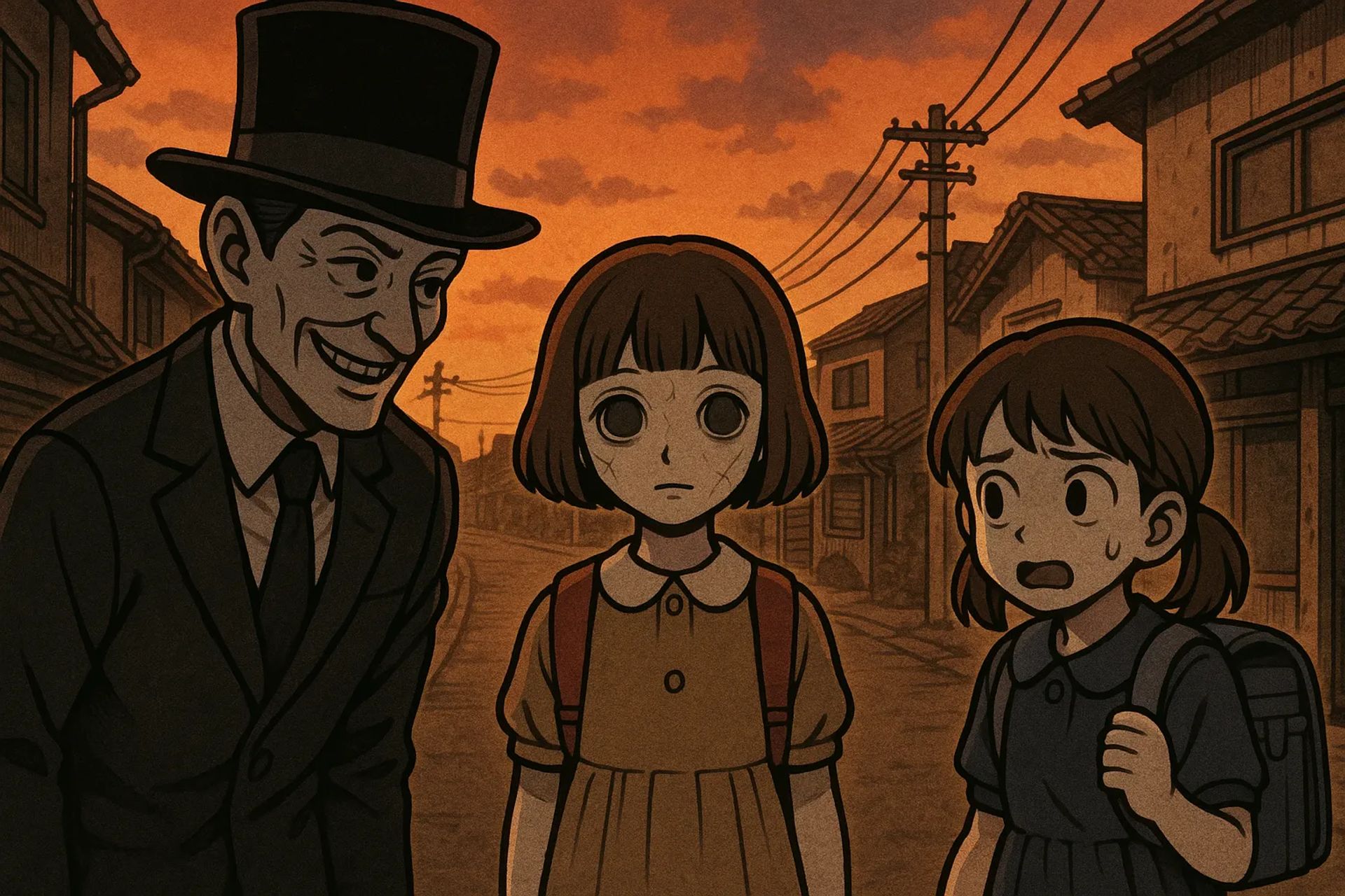 Japanese Ghost Story illustration "title: The Doll Victim"