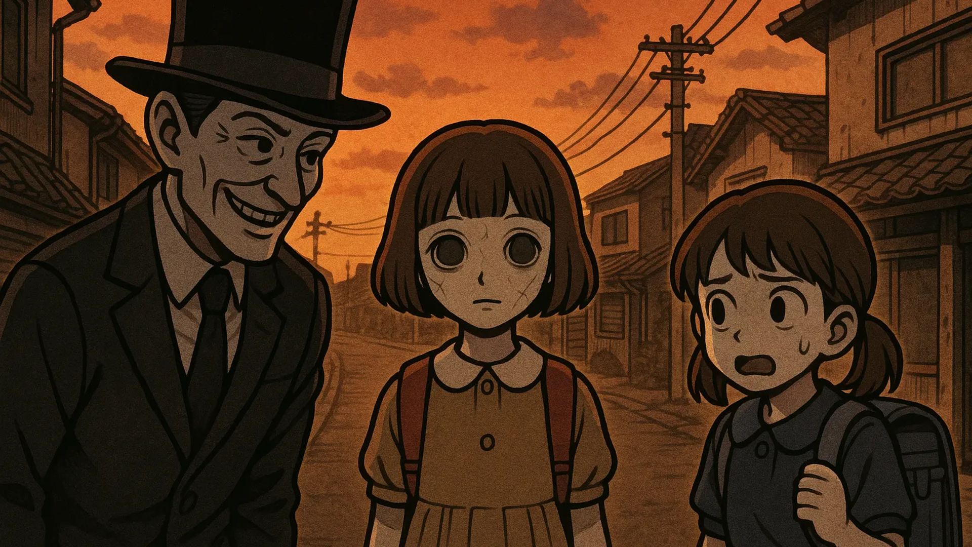 Japanese Ghost Story illustration "title: The Doll Victim"