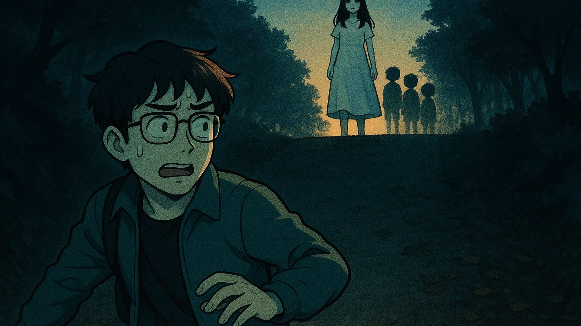 Japanese Ghost Story illustration "title: The Slope in My Dreams"