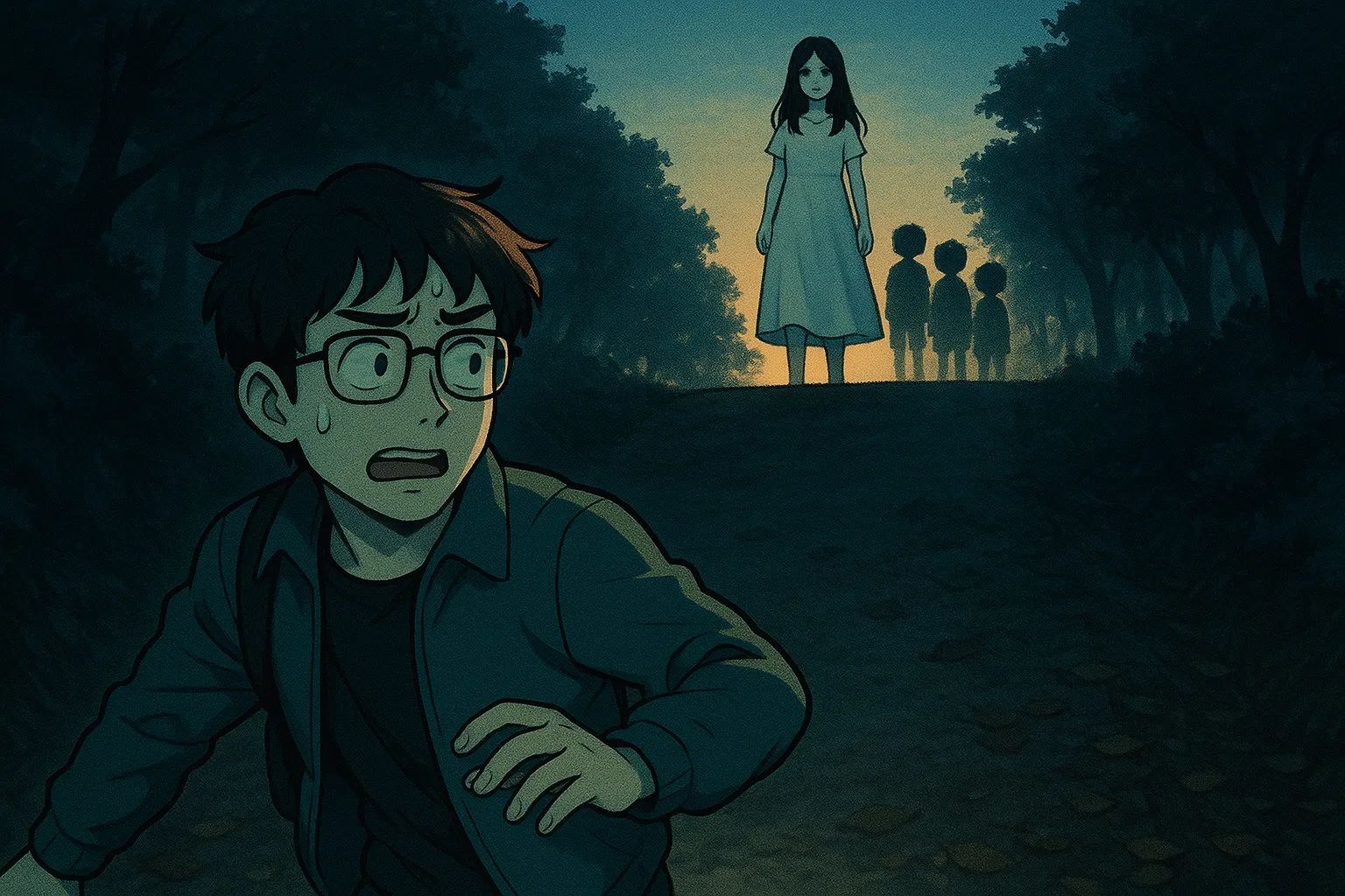 Japanese Ghost Story illustration "title: The Slope in My Dreams"