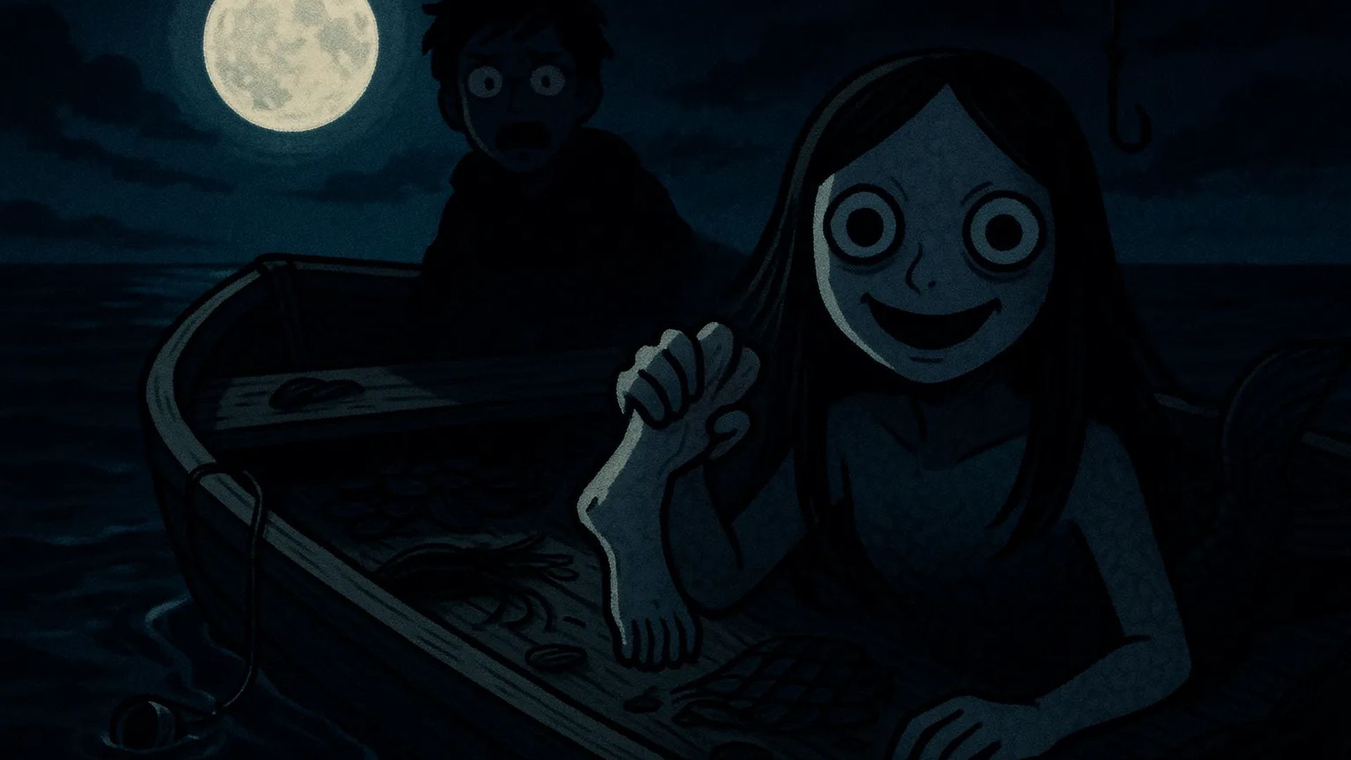 Japanese Ghost Story illustration "title: The Mermaid Catch"