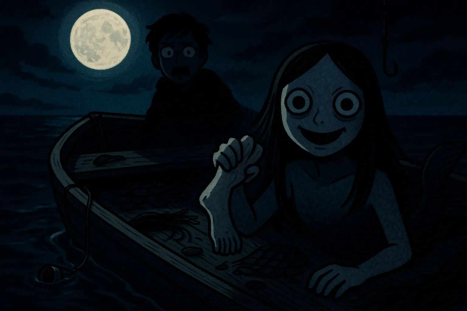 Japanese Ghost Story illustration "title: The Mermaid Catch"