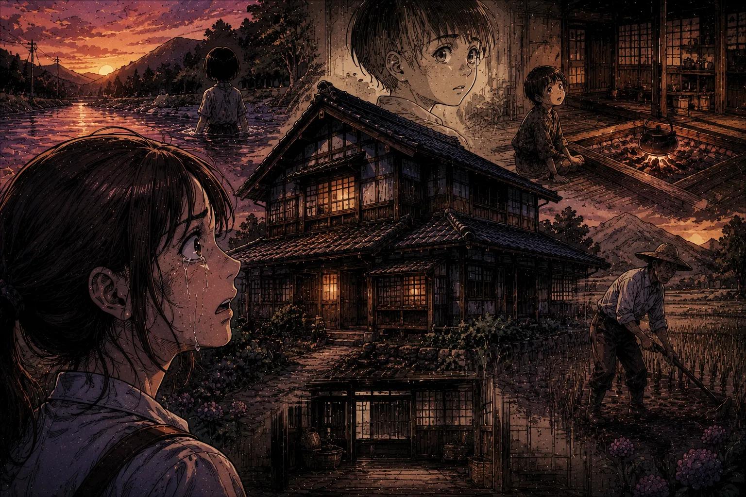 Japanese Ghost Story illustration "title: 家の記憶"