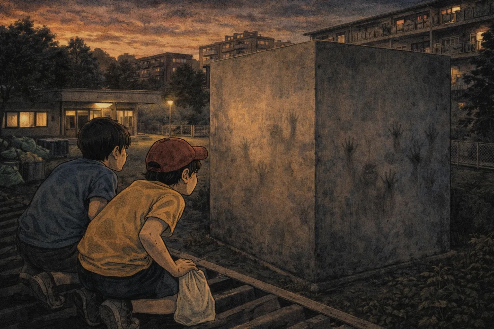 Japanese Ghost Story illustration "title: The Building With No Entrance"